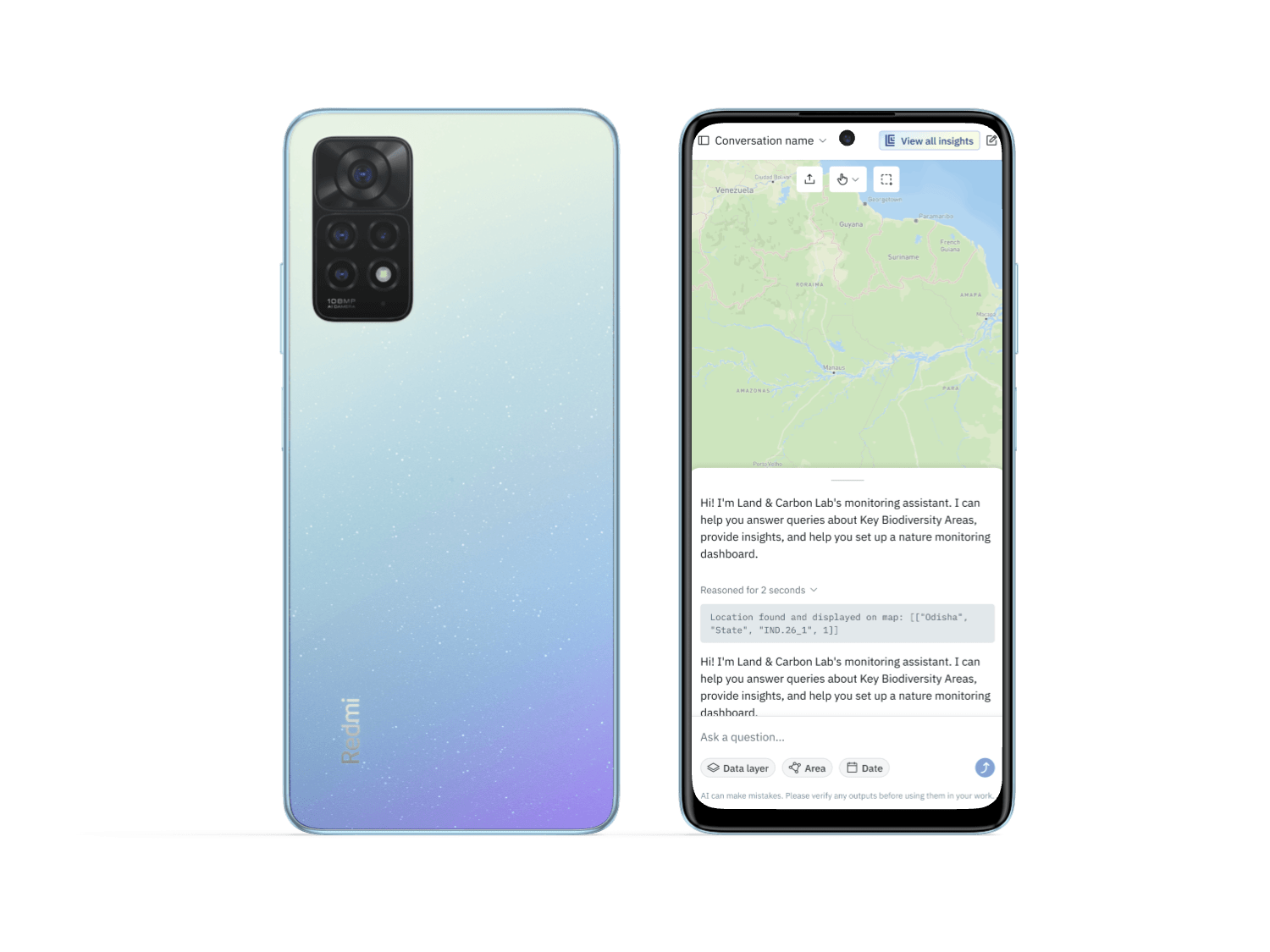 Smartphone mockup of monitoring application